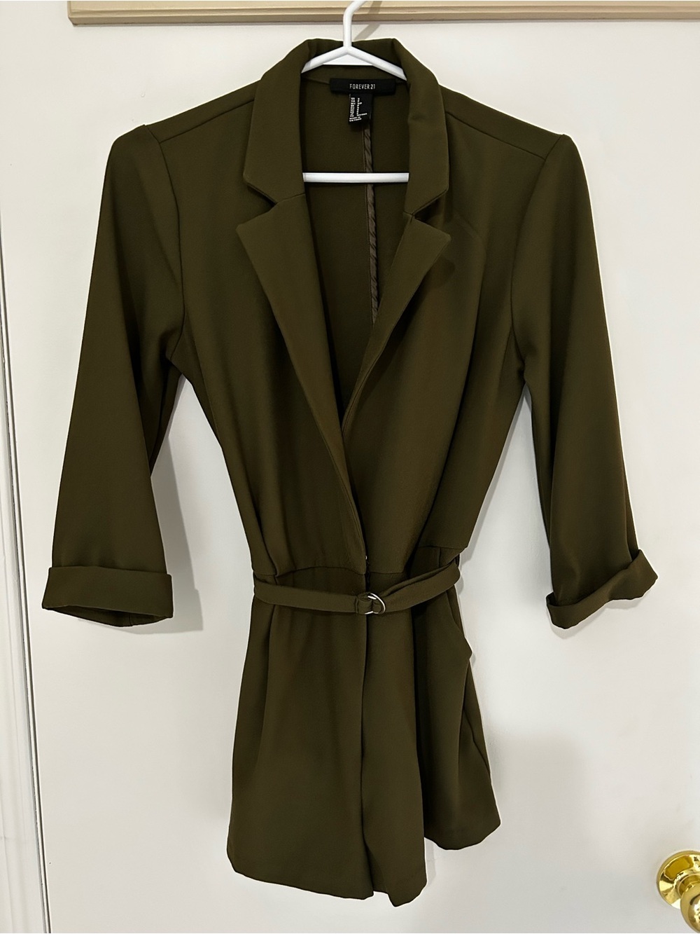 Forever 21 Olive Green Belted Romper with Pockets